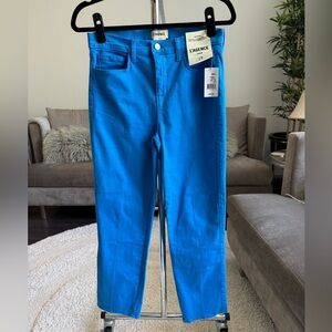 L'AGENCE Alexia High Rise Cropped Cigarette Bright Blue Jeans NWT Size 28 New